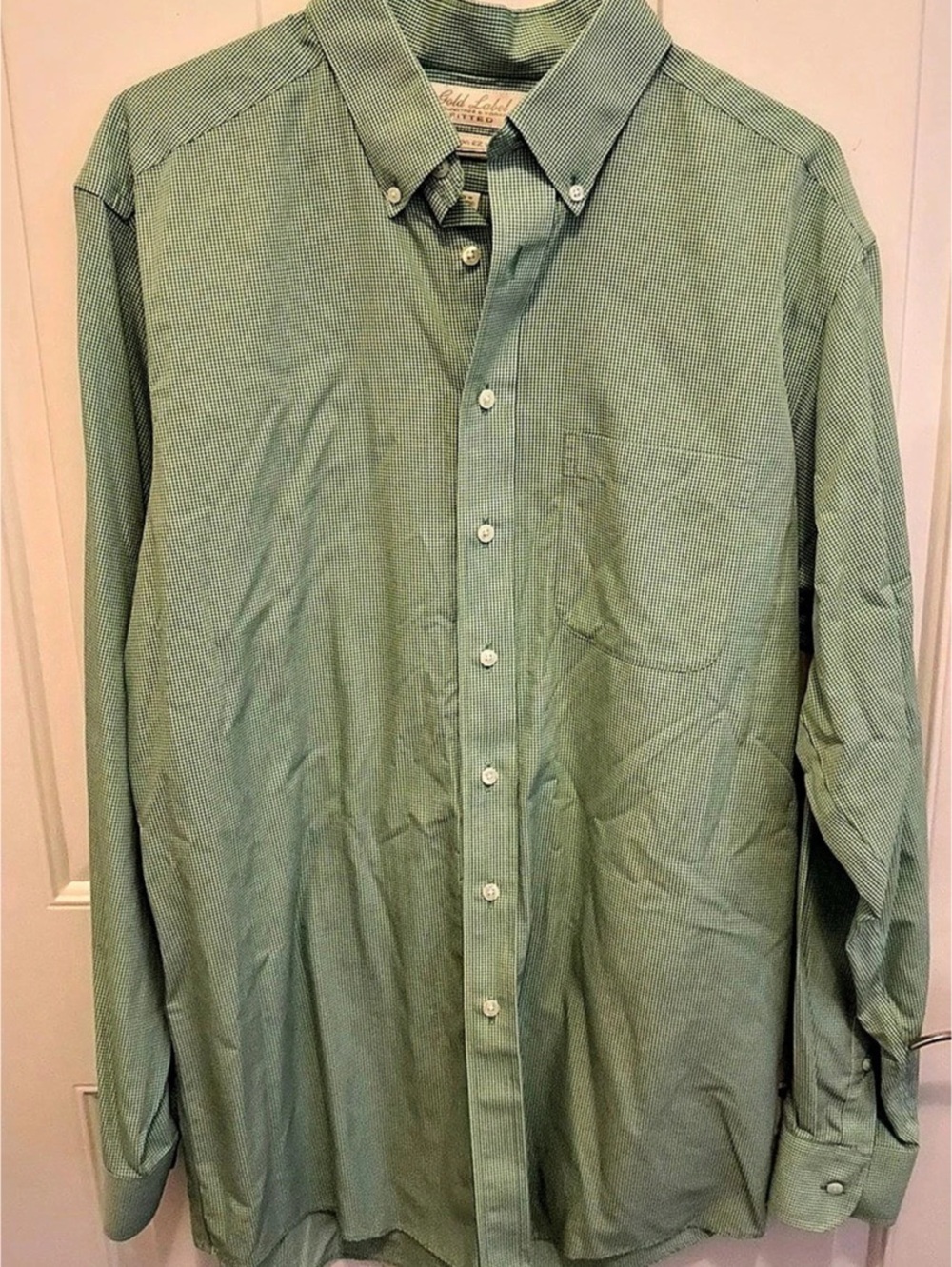 Gold Label Fitted Non-Iron EZ Wash Checkered Cotton Shirt Size 15.5 (35)